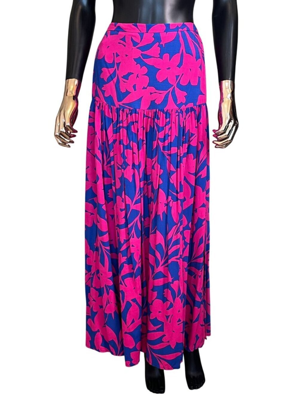 Able The Label Cassidy Skirt Pink Blue Floral Midi Anthropologie S Boho Resort - Picture 2 of 8